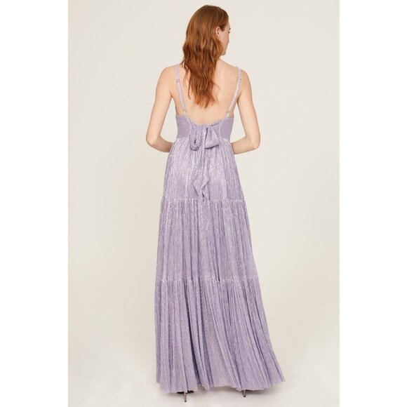 Sabina Musayev Pacific Purple Metallic Maxi Gown Tiered Size Medium Dress Read* - Picture 7 of 7
